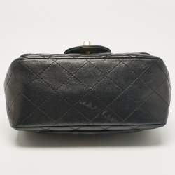 Pre Owned Chanel Black Quilted Leather Mini Classic Flap Bag