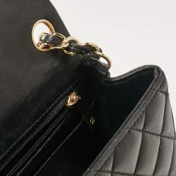 Pre Owned Chanel Black Quilted Leather Mini Classic Flap Bag