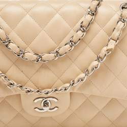 Chanel Beige Quilted Leather Jumbo Classic Double Flap Bag