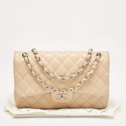 Chanel Beige Quilted Leather Jumbo Classic Double Flap Bag