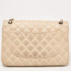 Chanel Beige Quilted Leather Jumbo Classic Double Flap Bag