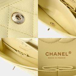 Chanel Light Yellow Caviar Skin Matelasse Chain Shoulder 23cm W Flap Bag