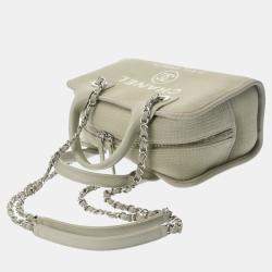 Chanel Grey Canvas Deauville Bowling Bag