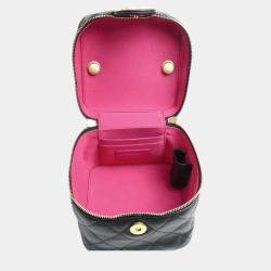Pre Owned Chanel Black Matelasse Small Vanity Chain Shoulder Bag