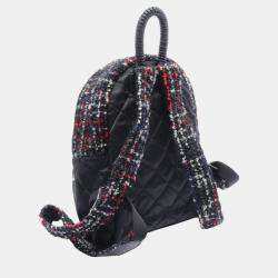 Chanel Black Multicolor Nylon Fabric Leather Matelasse Backpack