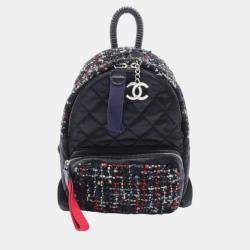 Chanel Black Multicolor Nylon Fabric Leather Matelasse Backpack