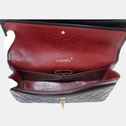 Pre Owned Chanel Black Gold Leather Coco Mark Turn Lock Matelasse Chain Shoulder Bag