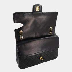 Pre Owned Chanel Black Gold Leather Coco Mark Turn Lock Matelasse Chain Shoulder Bag