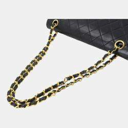Pre Owned Chanel Black Gold Leather Coco Mark Turn Lock Matelasse Chain Shoulder Bag