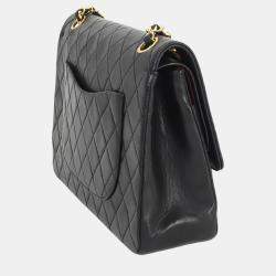 Pre Owned Chanel Black Gold Leather Coco Mark Turn Lock Matelasse Chain Shoulder Bag