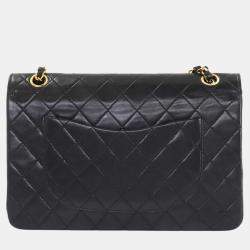 Pre Owned Chanel Black Gold Leather Coco Mark Turn Lock Matelasse Chain Shoulder Bag