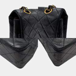 Pre Owned Chanel Black Gold Lambskin Shoulder Bag