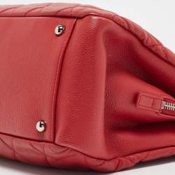 Chanel Red Quilted Caviar Leather Shopper Tote