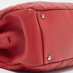 Chanel Red Quilted Caviar Leather Shopper Tote