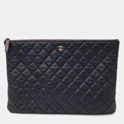 Pre Owned Chanel Caviar Large Clutch