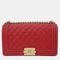 Pre Owned Chanel Caviar Medium Boy Bag