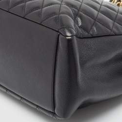 Pre Owned Chanel Black Quilted Caviar Leather Grand Shopper Tote