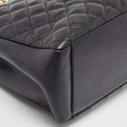 Pre Owned Chanel Black Quilted Caviar Leather Grand Shopper Tote