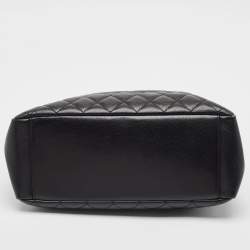 Pre Owned Chanel Black Quilted Caviar Leather Grand Shopper Tote