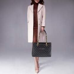 Pre Owned Chanel Black Quilted Caviar Leather Grand Shopper Tote