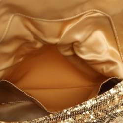 Pre Owned Chanel Gold Quilted Sequins Half Moon Clutch