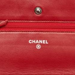 Chanel Red Quilted Leather CC Wallet On Chain