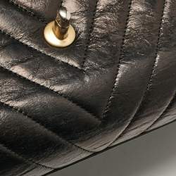 Chanel Black Chevron Leather Leather Small Coco Top Handle Bag