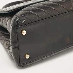 Chanel Black Chevron Leather Leather Small Coco Top Handle Bag