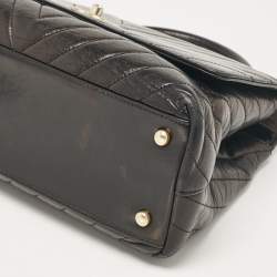 Chanel Black Chevron Leather Leather Small Coco Top Handle Bag