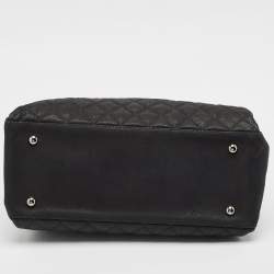 Pre Owned Chanel Black Quilted Matte Caviar Leather Lady Pearly Tote