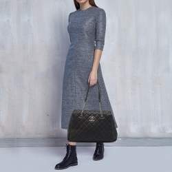 Pre Owned Chanel Black Quilted Matte Caviar Leather Lady Pearly Tote