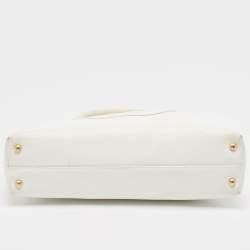 Pre Owned Chanel White Caviar Leather CC Tote