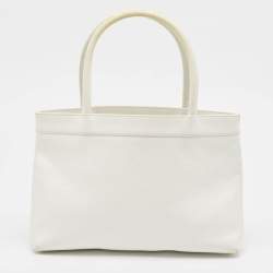 Pre Owned Chanel White Caviar Leather CC Tote