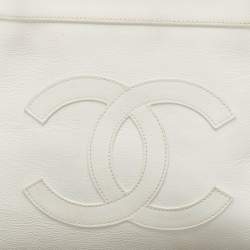 Pre Owned Chanel White Caviar Leather CC Tote