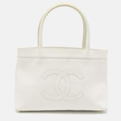 Chanel White Black Canvas Ladies First Shopper Tote Chanel TLC