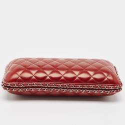 Chanel Red Quilted Leather Chain Around Clutch Bag