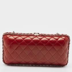 Chanel Red Quilted Leather Chain Around Clutch Bag