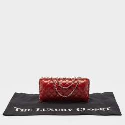 Chanel Red Quilted Leather Chain Around Clutch Bag