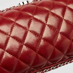 Chanel Red Quilted Leather Chain Around Clutch Bag