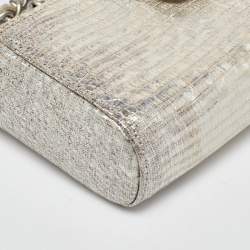 مملوكة مسبقًا Chanel Silver Lizard Phone Holder Chain Clutch