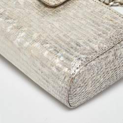 مملوكة مسبقًا Chanel Silver Lizard Phone Holder Chain Clutch