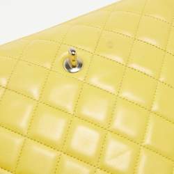 Chanel Yellow Quilted Leather Maxi Classic Single Flap Bag
