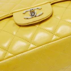 Chanel Yellow Quilted Leather Maxi Classic Single Flap Bag