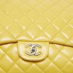 Chanel Yellow Quilted Leather Maxi Classic Single Flap Bag