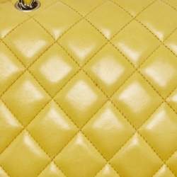 Chanel Yellow Quilted Leather Maxi Classic Single Flap Bag
