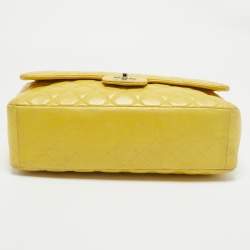 Chanel Yellow Quilted Leather Maxi Classic Single Flap Bag