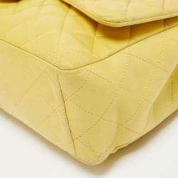Chanel Yellow Quilted Leather Maxi Classic Single Flap Bag