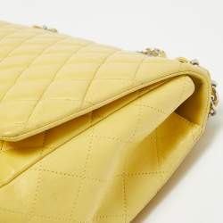 Chanel Yellow Quilted Leather Maxi Classic Single Flap Bag