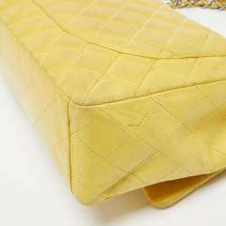 Chanel Yellow Quilted Leather Maxi Classic Single Flap Bag