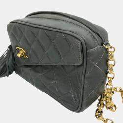 Chanel Gray Based CC Mark Single Chain Shoulder Bag